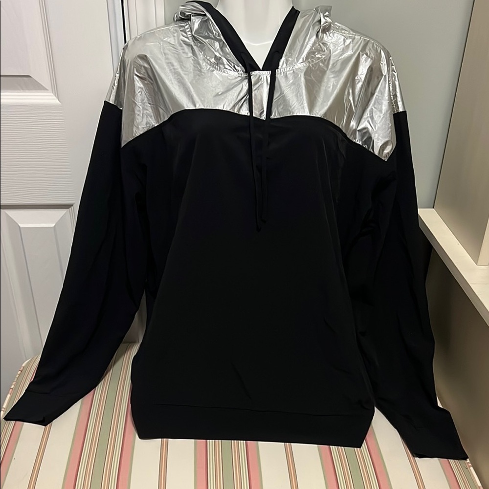 NEW Victoria's Secret Black and Silver Hoodie